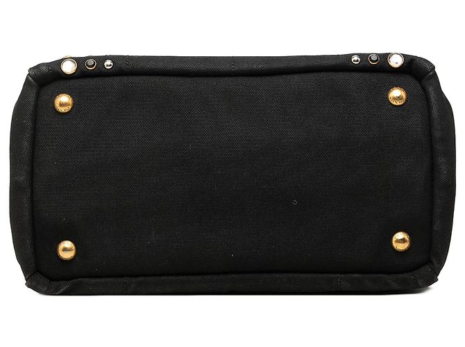 Prada Handtasche aus Canapa-Canvas mit Nieten in Schwarz - Ansicht 3