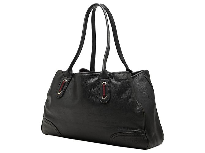 Tote Gucci Princy in pelle di vitello nera con banda Web Nero - vista 2