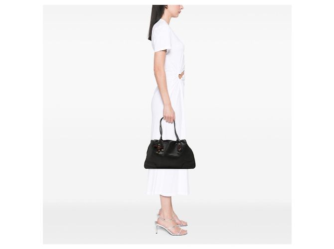 Tote Gucci Princy in pelle di vitello nera con banda Web Nero - vista 8