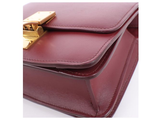 Céline Celine Classic Box Small Shoulder Bag em couro Burgundy Bordeaux - vista 10