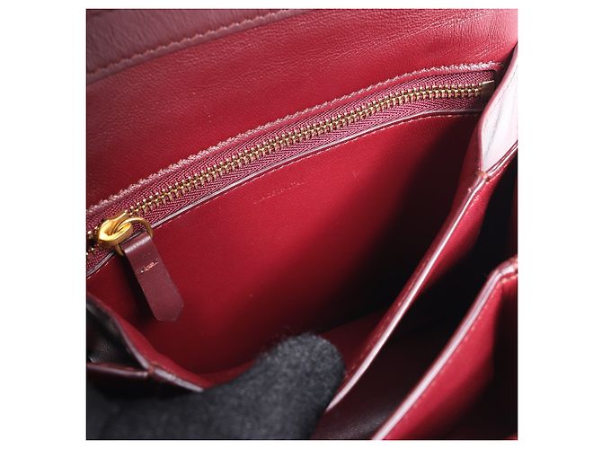 Céline Celine Classic Box Small Shoulder Bag em couro Burgundy Bordeaux - vista 15