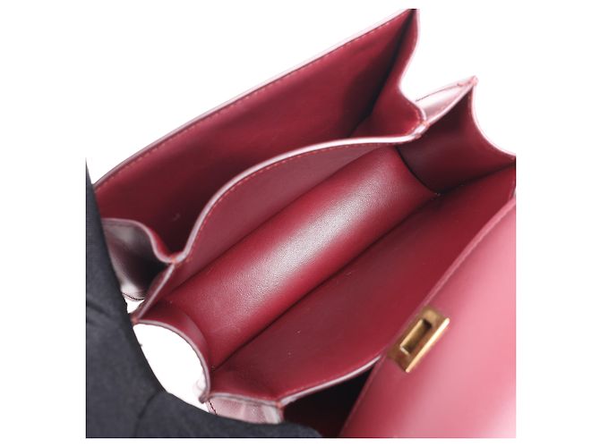 Céline Celine Classic Box Small Shoulder Bag em couro Burgundy Bordeaux - vista 16