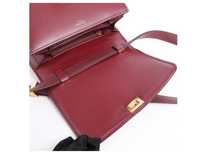 Céline Celine Classic Box Small Shoulder Bag em couro Burgundy Bordeaux - vista 17
