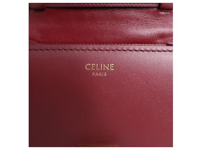 Céline Celine Classic Box Small Shoulder Bag em couro Burgundy Bordeaux - vista 18