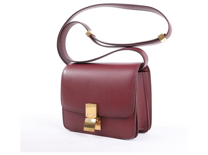 Céline Celine Classic Box Small Shoulder Bag em couro Burgundy Bordeaux - vista 2
