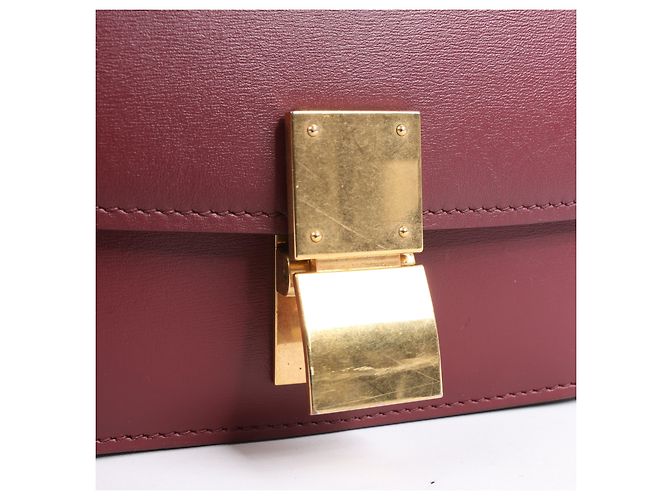 Céline Celine Classic Box Small Shoulder Bag em couro Burgundy Bordeaux - vista 7