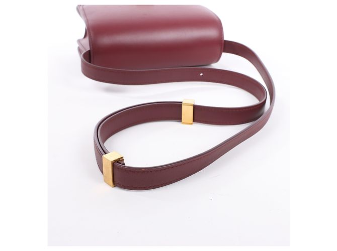 Céline Celine Classic Box Small Shoulder Bag em couro Burgundy Bordeaux - vista 8