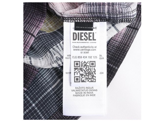 DIESEL Kurzarm-Hemd mit Karomuster und Poster-Print in Multicolor, Größe 48 IT Mehrfarben - Ansicht 11