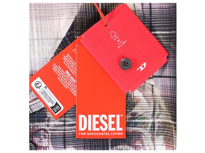 DIESEL Kurzarm-Hemd mit Karomuster und Poster-Print in Multicolor, Größe 48 IT Mehrfarben - Ansicht 7