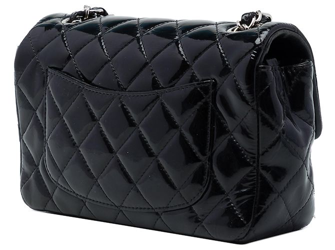 Borsa a tracolla Chanel Mini Rectangular Classic Single Flap in vernice nera Nero - vista 2