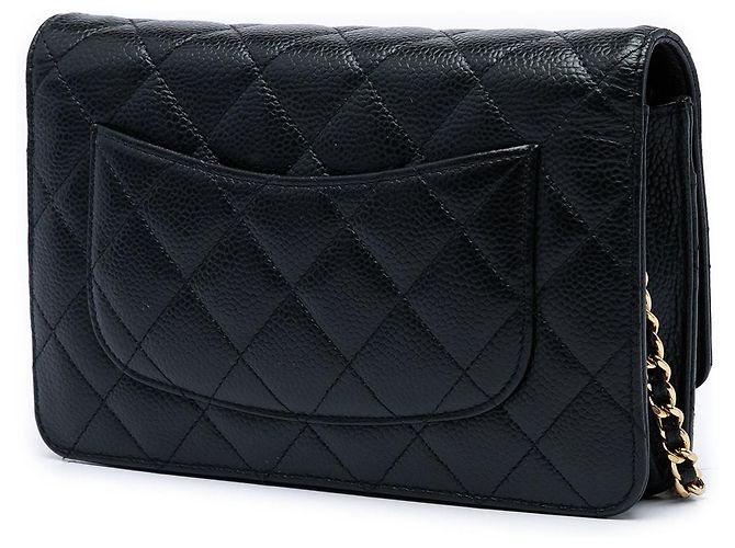 Borsa a tracolla Chanel CC Quilted Caviar Wallet on Chain Nera Nero - vista 2