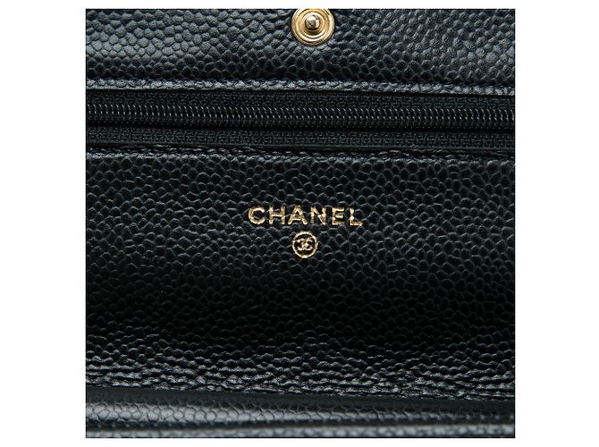 Borsa a tracolla Chanel CC Quilted Caviar Wallet on Chain Nera Nero - vista 5