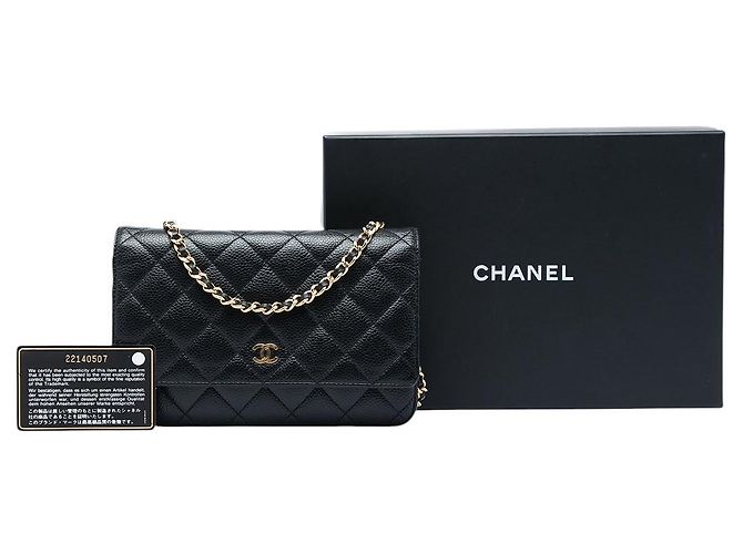 Borsa a tracolla Chanel CC Quilted Caviar Wallet on Chain Nera Nero - vista 7