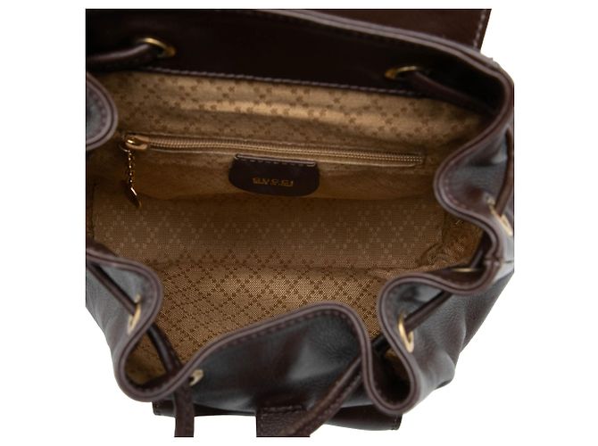 Bamboo Mini mochila Gucci em couro de bezerro castanho com cordão e bambu Marrom - vista 4