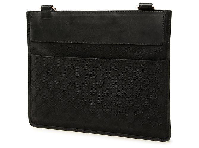 Borsa a tracolla Gucci GG Canvas e vitello nera Nero - vista 2
