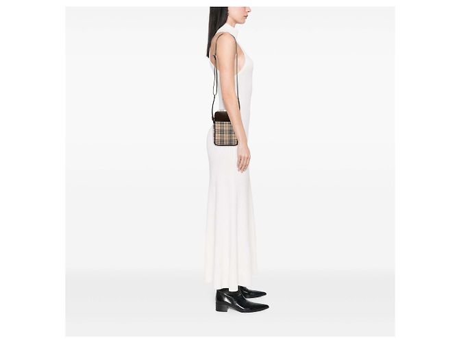 Borsa crossbody Burberry House Check in tela marrone - vista 6