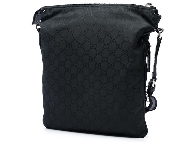Borsa a tracolla Gucci GG in nylon nero con banda Web - vista 2