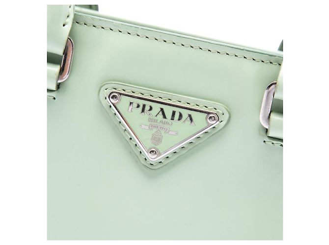 Tote Bolsa Satchel Prada Small em couro Spazzolato verde - vista 5