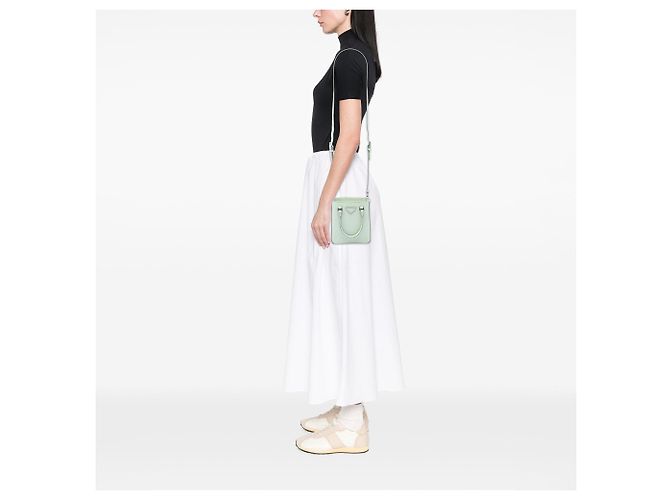 Tote Bolsa Satchel Prada Small em couro Spazzolato verde - vista 6