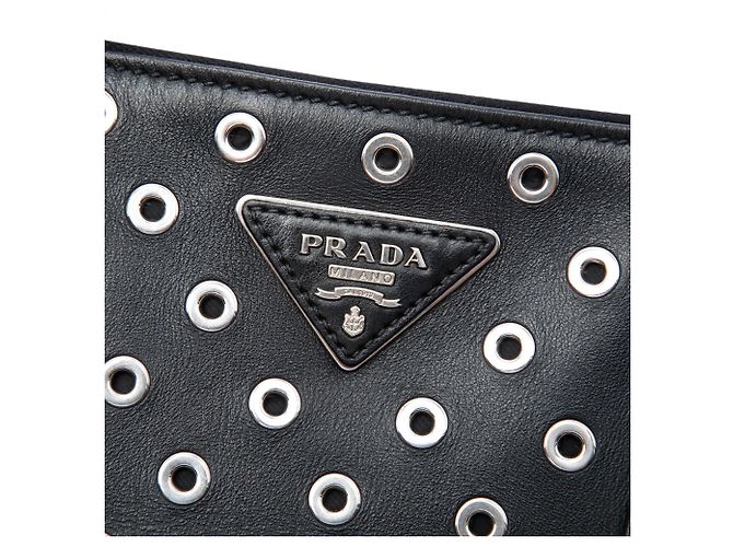 Borsa Galleria Double Zip in vitello con occhielli Prada Large City Nera Nero - vista 5