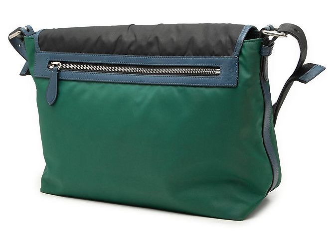 Sac messenger Burberry Large Tricolor en nylon et cuir Vert - vue 2