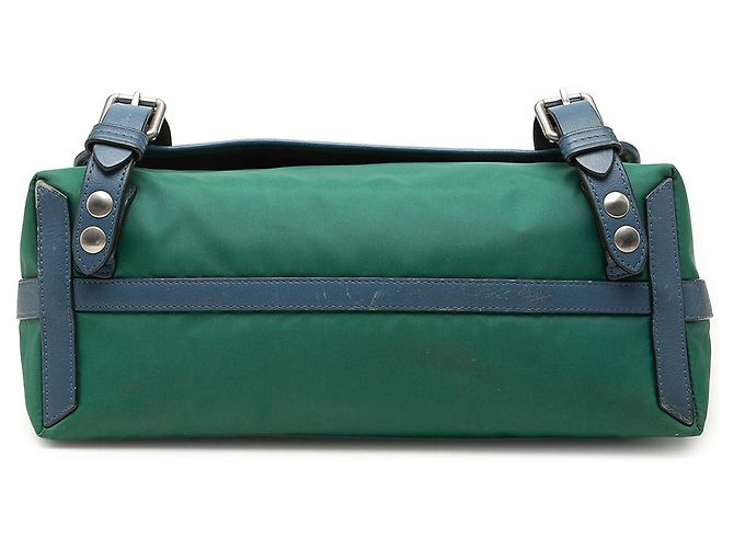 Sac messenger Burberry Large Tricolor en nylon et cuir Vert - vue 3