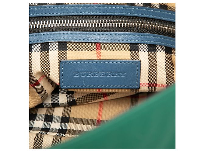 Sac messenger Burberry Large Tricolor en nylon et cuir Vert - vue 5