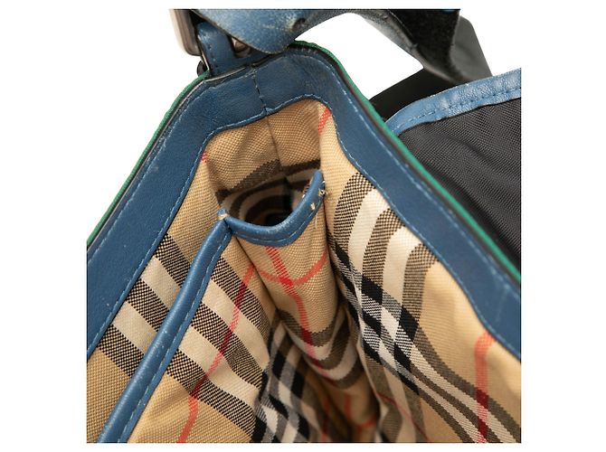 Sac messenger Burberry Large Tricolor en nylon et cuir Vert - vue 6