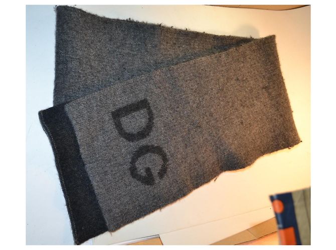 Dolce & Gabbana grauer Wollschal mit DG-Logo Anthrazitgrau - Ansicht 2