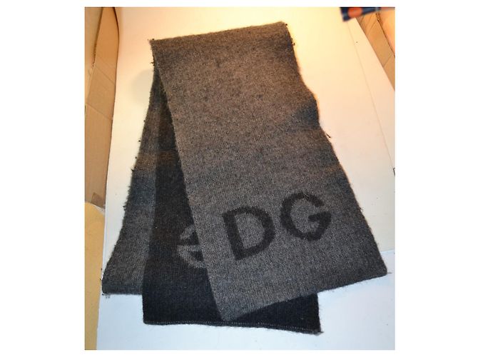 Dolce & Gabbana grauer Wollschal mit DG-Logo Anthrazitgrau - Ansicht 3