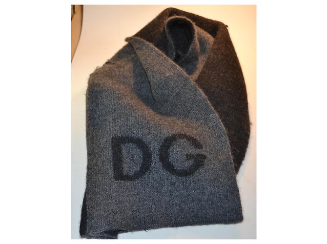 Dolce & Gabbana grauer Wollschal mit DG-Logo Anthrazitgrau - Ansicht 5