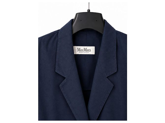 Vintage Max Mara Women's Navy Short Sleeve 100% Cotton Blazer – IT 42 Blu scuro - vista 3