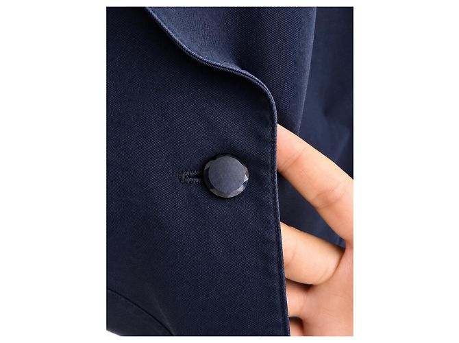 Vintage Max Mara Women's Navy Short Sleeve 100% Cotton Blazer – IT 42 Blu scuro - vista 4