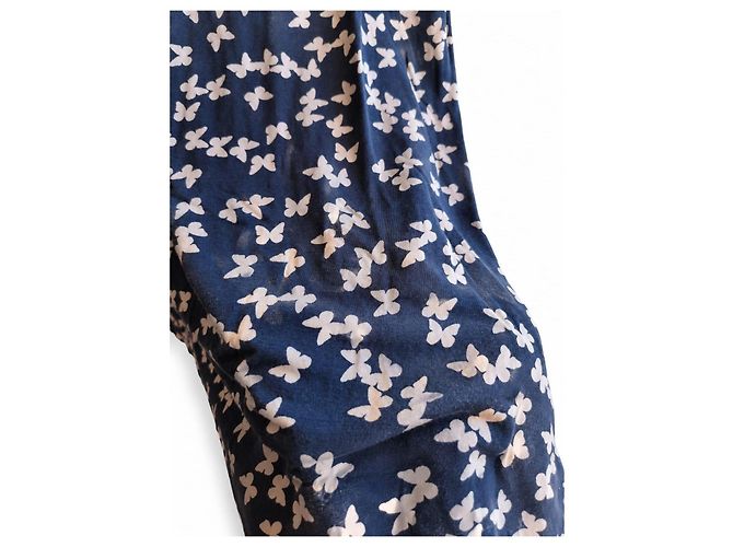 Vestido midi sin mangas con estampado de mariposas azul marino para mujer Weekend Max Mara – Talla L Blanco - vista 4