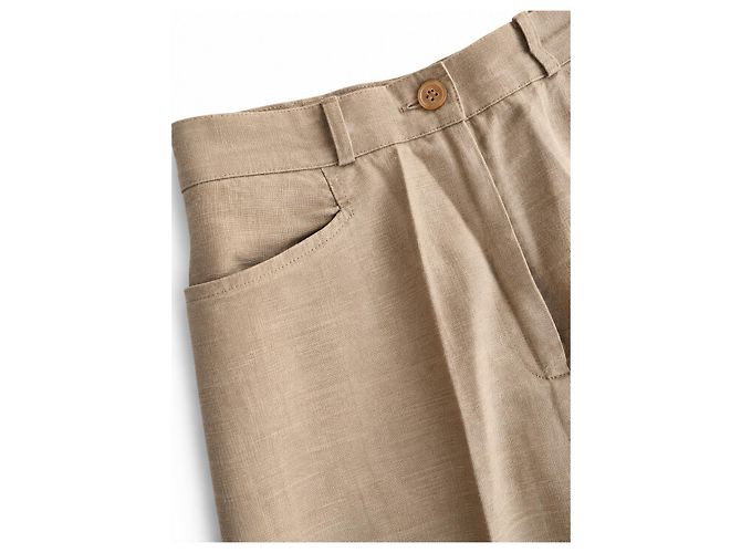 Pantalones rectos ajustados beige para mujer Weekend Max Mara Puro Lino – IT 42 - vista 3
