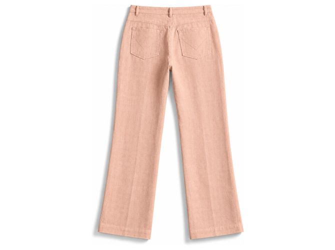 Pantalones rectos de lino rosa palo para mujer Max Mara Puro Lino – IT 42 - vista 2