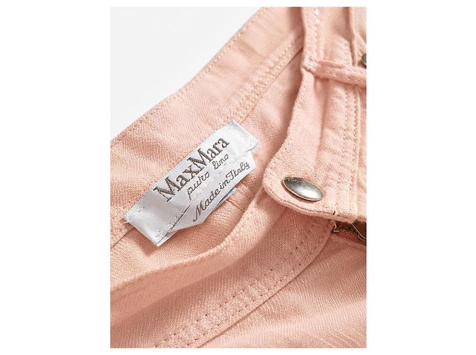 Pantalones rectos de lino rosa palo para mujer Max Mara Puro Lino – IT 42 - vista 3