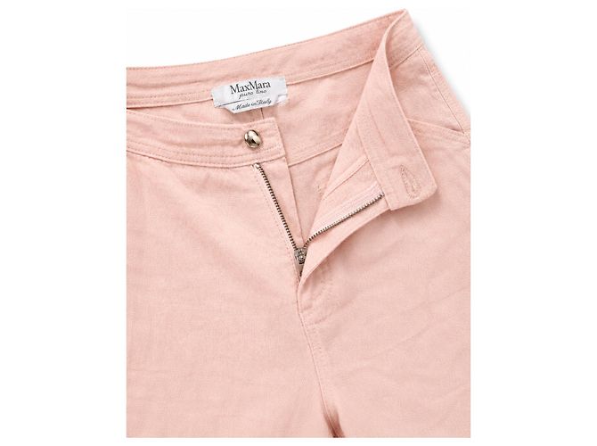 Pantalones rectos de lino rosa palo para mujer Max Mara Puro Lino – IT 42 - vista 4