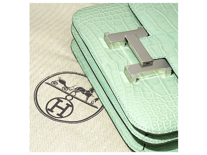 Hermès Constance 18 Mini Alligator Matt Vert d’Eau Verde chiaro - vista 5