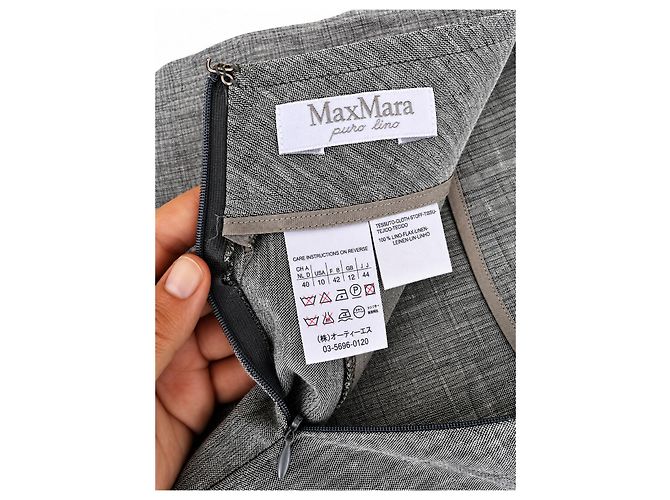 Falda lápiz Max Mara Puro Lino para mujer en lino 100% Grey Mélange – IT 44 Gris - vista 4