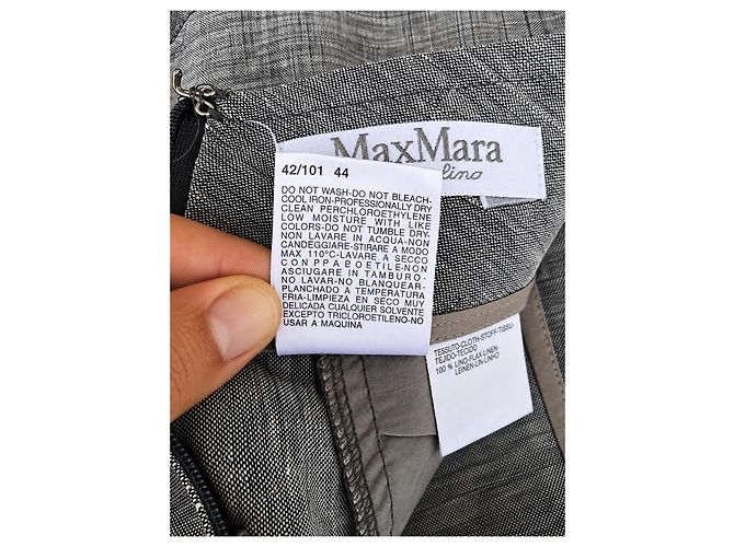 Falda lápiz Max Mara Puro Lino para mujer en lino 100% Grey Mélange – IT 44 Gris - vista 7