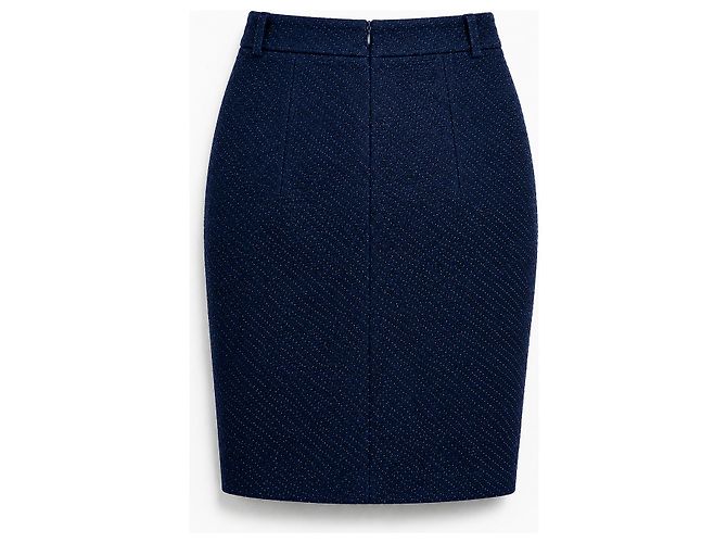 Vintage Weekend Max Mara Women's Navy Bouclé Virgin Wool Pencil Skirt – IT 42 Blu scuro - vista 2