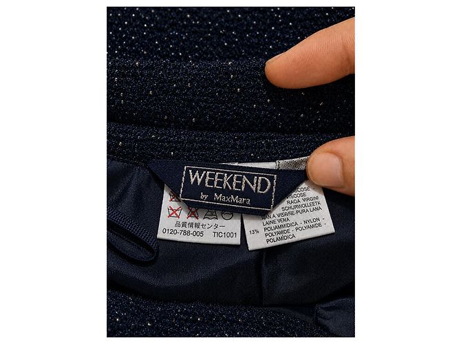 Vintage Weekend Max Mara Women's Navy Bouclé Virgin Wool Pencil Skirt – IT 42 Blu scuro - vista 4