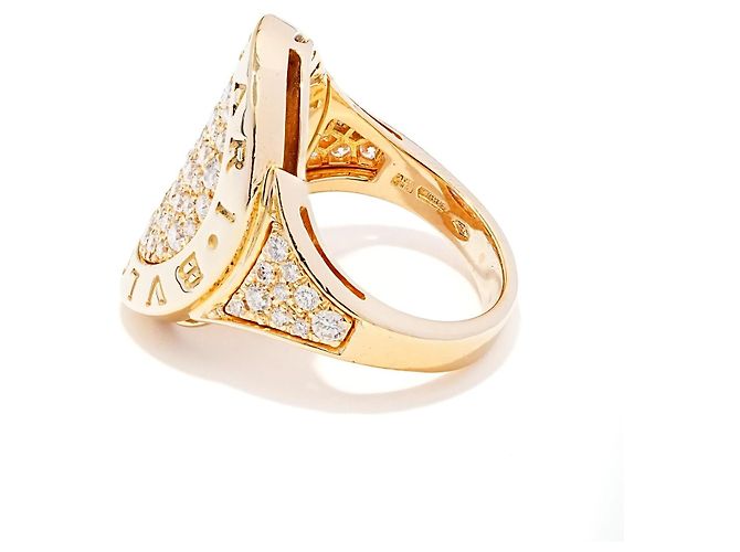 Anello Bulgari Bulgari Pavé in Oro Giallo 18K e Diamanti, Misura 52 D'oro - vista 2