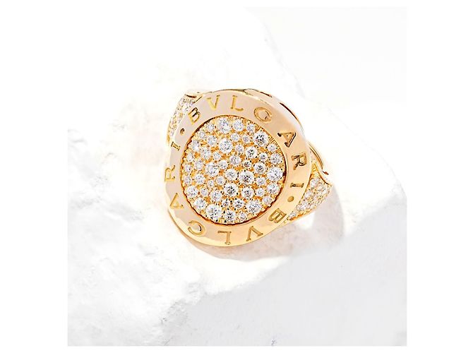Anello Bulgari Bulgari Pavé in Oro Giallo 18K e Diamanti, Misura 52 D'oro - vista 5