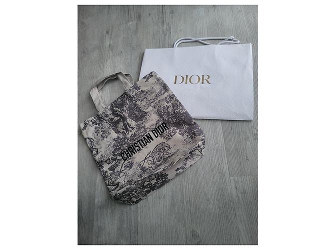Christian Dior Borsa Tote Toile de Jouy Beige Marrone scuro - vista 2