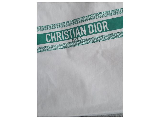 Christian Dior Book Tote Canvas Bag White Green - view 4