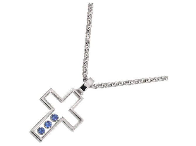 Collier Croix Chopard Happy Diamonds Saphir Argenté - vue 2