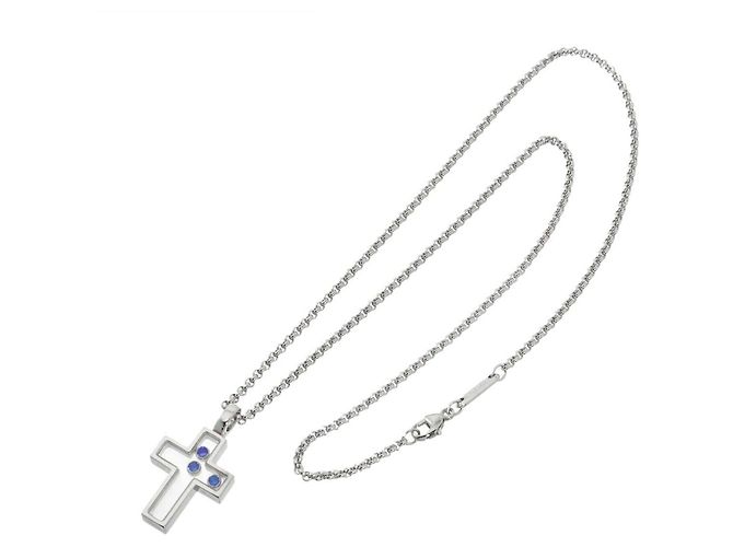 Collier Croix Chopard Happy Diamonds Saphir Argenté - vue 3