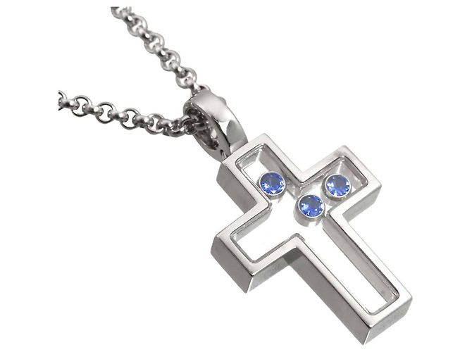 Collier Croix Chopard Happy Diamonds Saphir Argenté - vue 4
